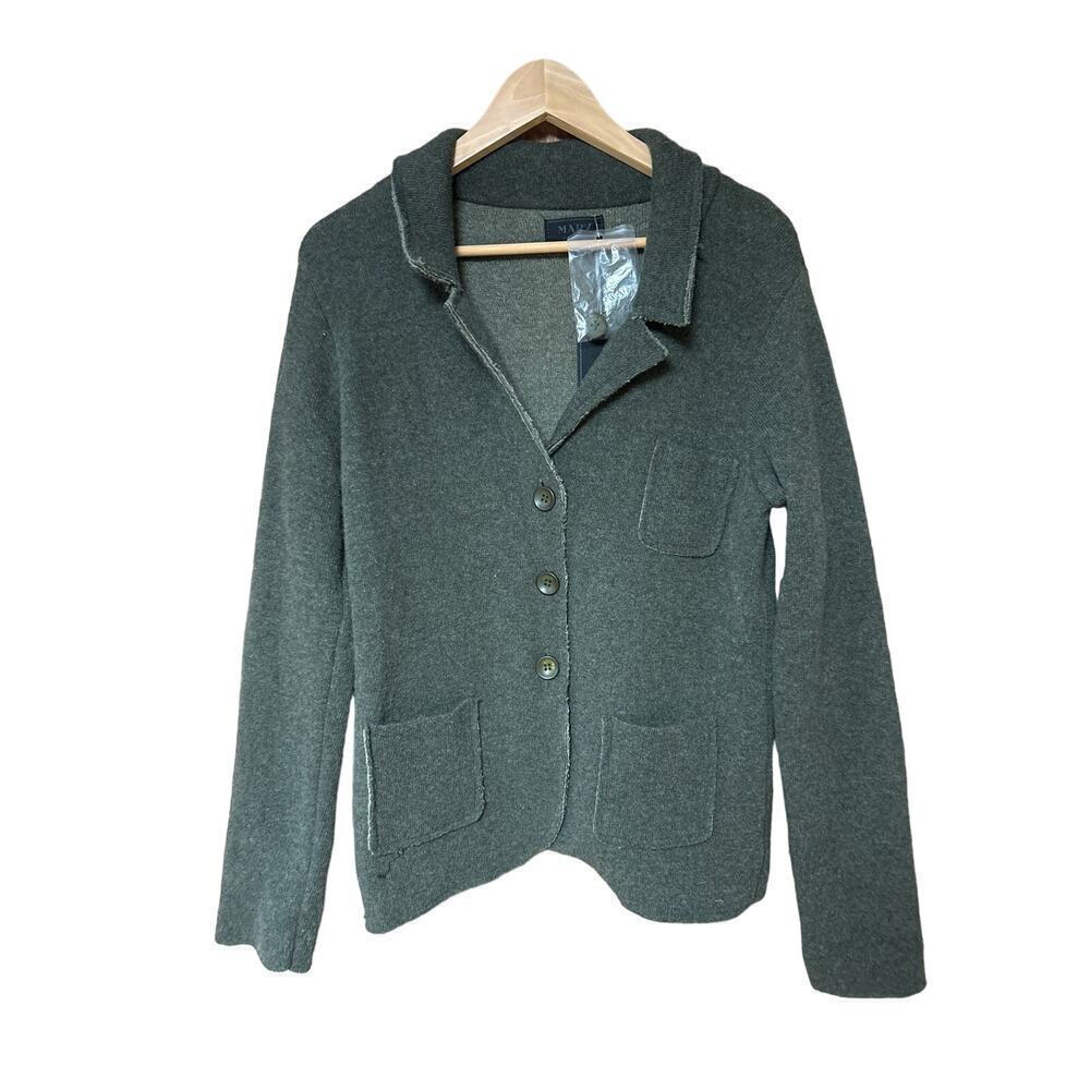 MARY Made in Italy Wool Blend Button Front Cozy Barn Coat Sweater Chore Jacket